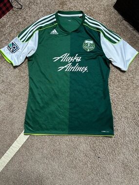 adidas Portland Timbers Green White Alaska Airlines Soccer Jersey